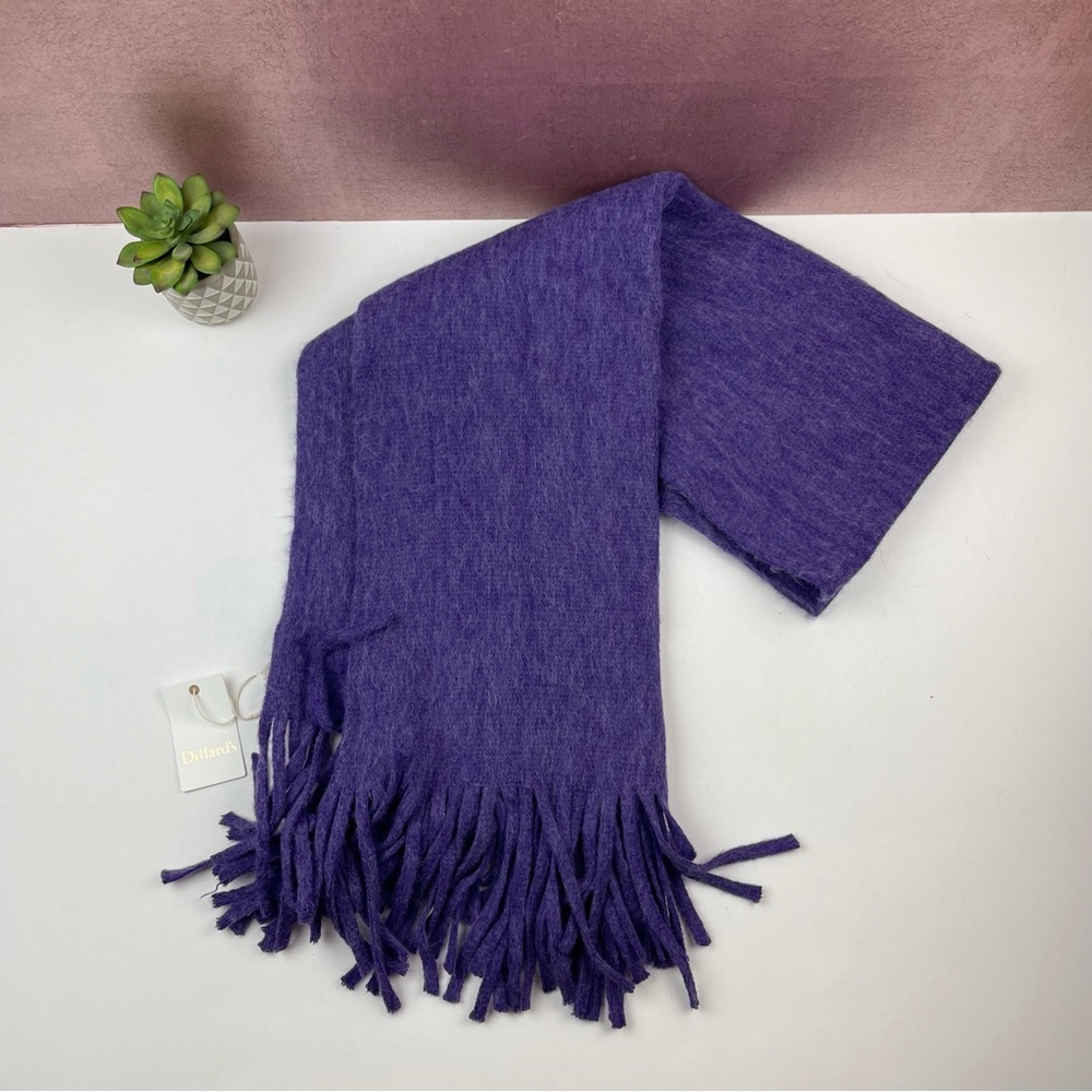 Dillard's Solid Purple Knit Fringe Scarf Wrap New With Tag Women